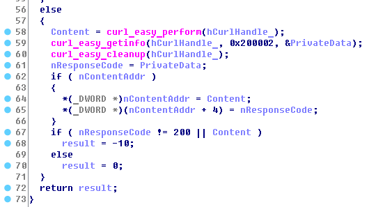 A função CheckAvailability aninhada usa biblioteca curl