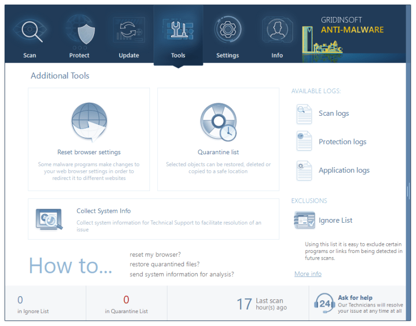 Guia de ferramentas GridinSoft Anti-Malware