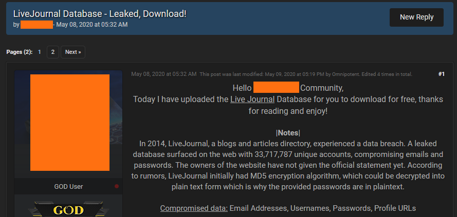 Especialistas confirmaram vazamento do LiveJournal