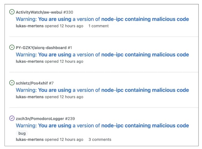 pacote npm node-ipc