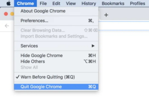 Mac sai do Google Chrome