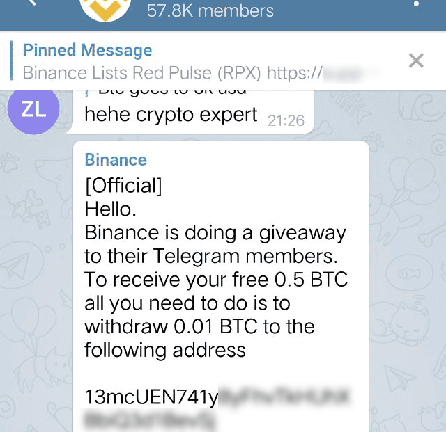 Cryptocurrency Giveaways Scam