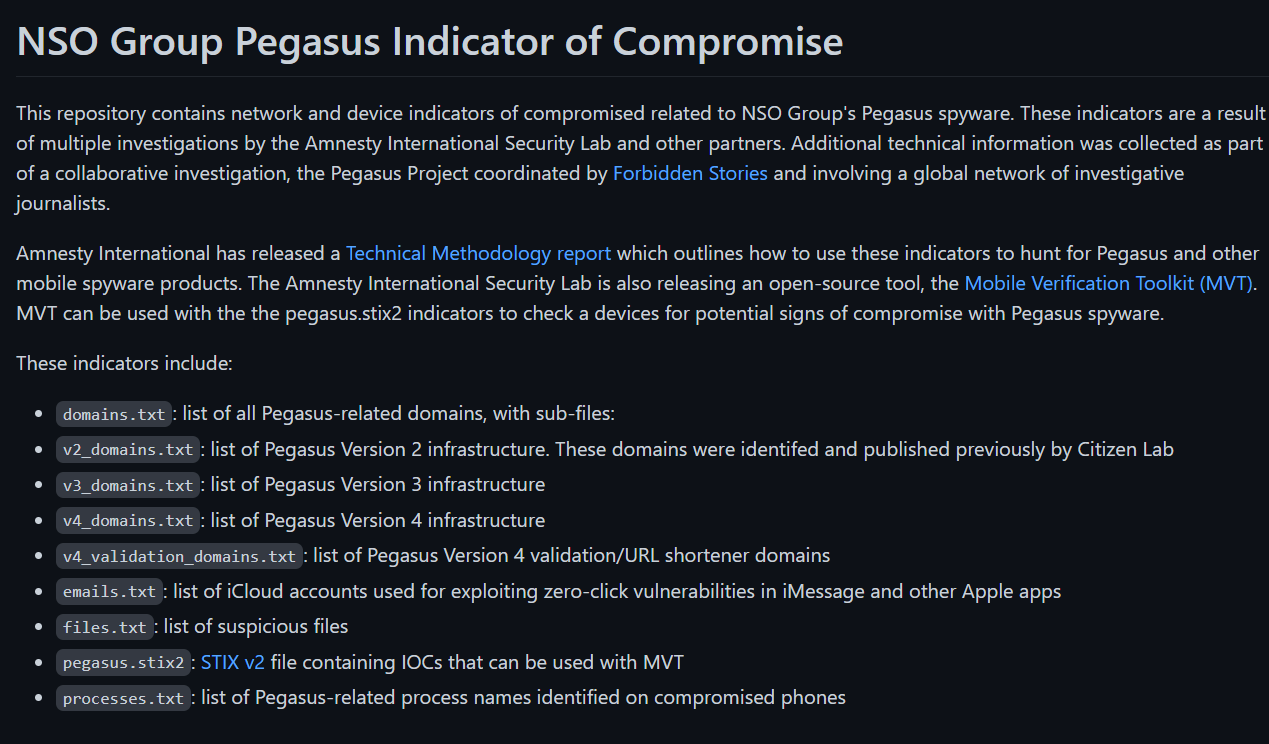 COI de spyware Pegasus