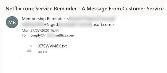 E-mail fraudulento da Netflix