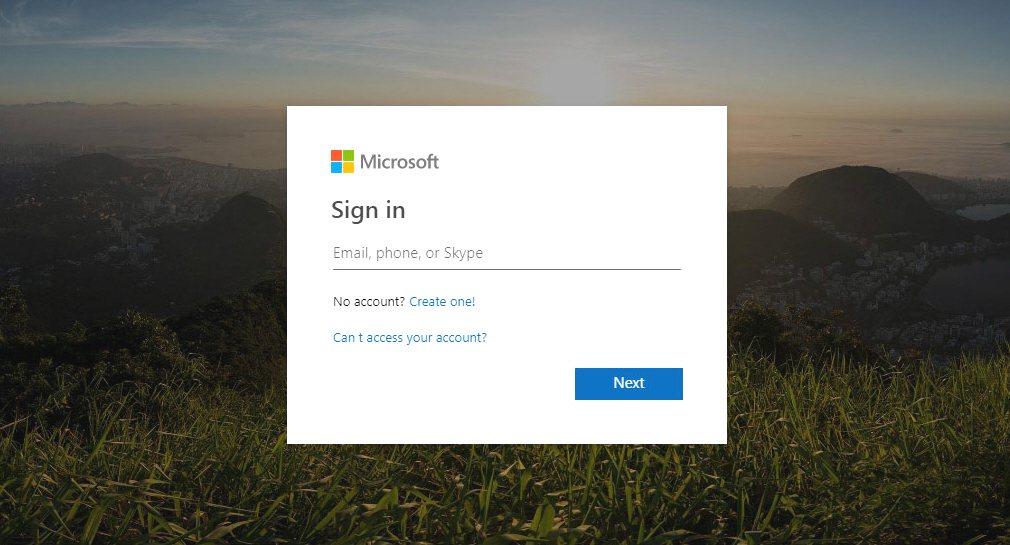 Página falsa de login do Microsoft Mail