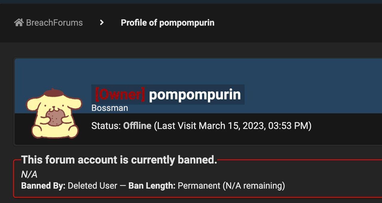 Conta PomPomPurin banida