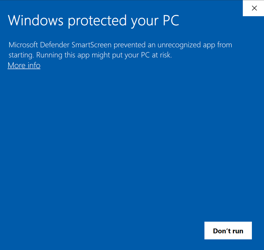 Aviso do Microsoft SmartScreen