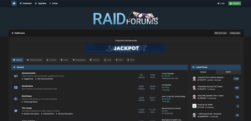 Página principal do RaidForums