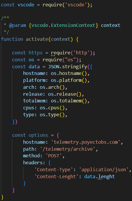 Telemetria do plugin VSCode