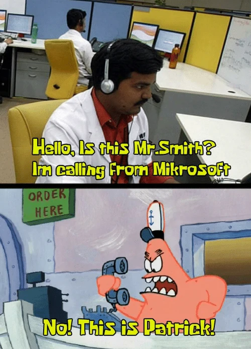 Homens indianos ligando para as pessoas e se apresentando como meme de suporte técnico da Microsoft