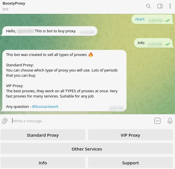 Bot do Telegram para comprar captura de tela do proxy