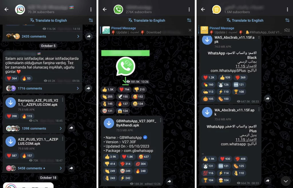 Mods do WhatsApp no ​​Telegram 