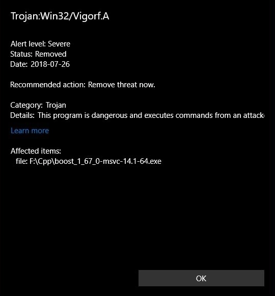 Trojan:Detecção de Win32/Vigorf.A