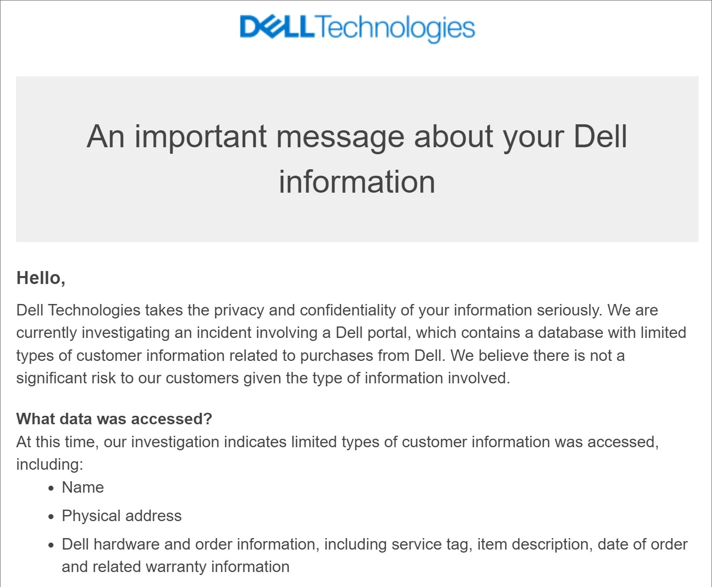 Dell notification