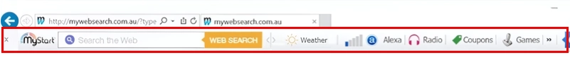 Captura de tela da barra de ferramentas MyWebSearch