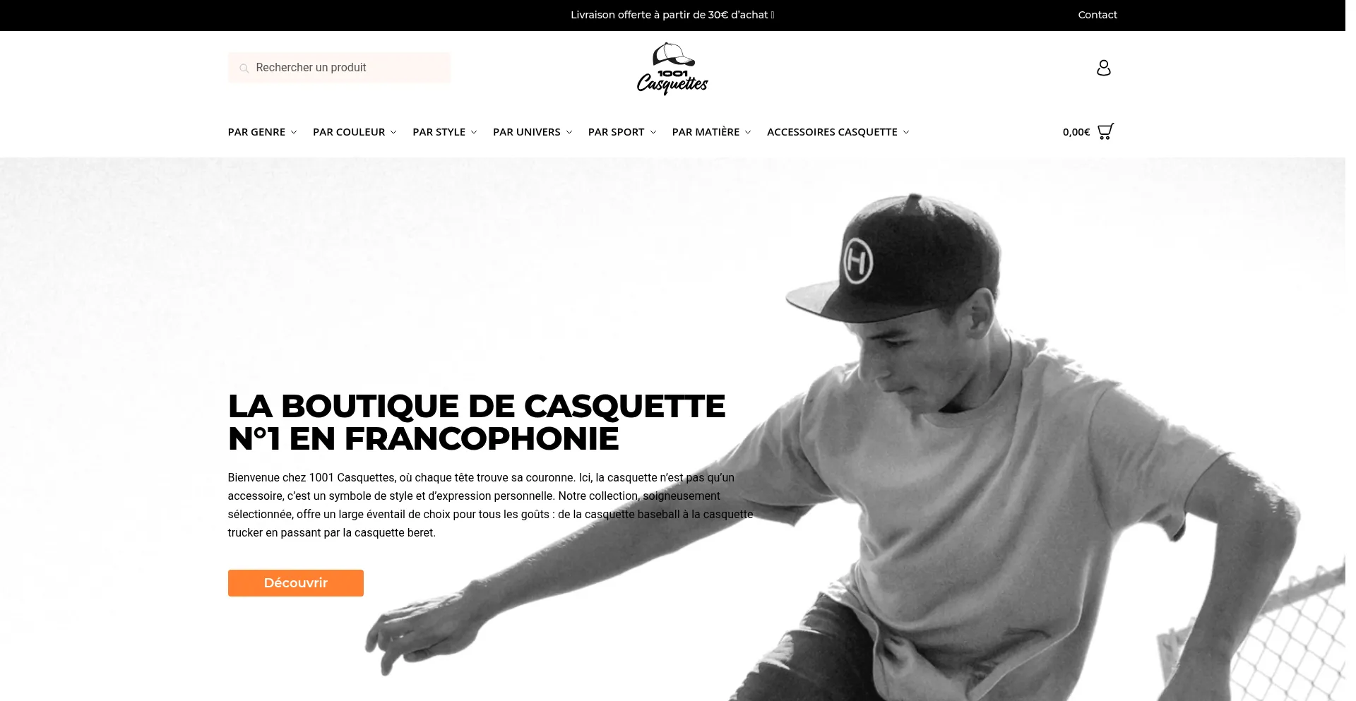 Website screenshot of 1001casquettes.com