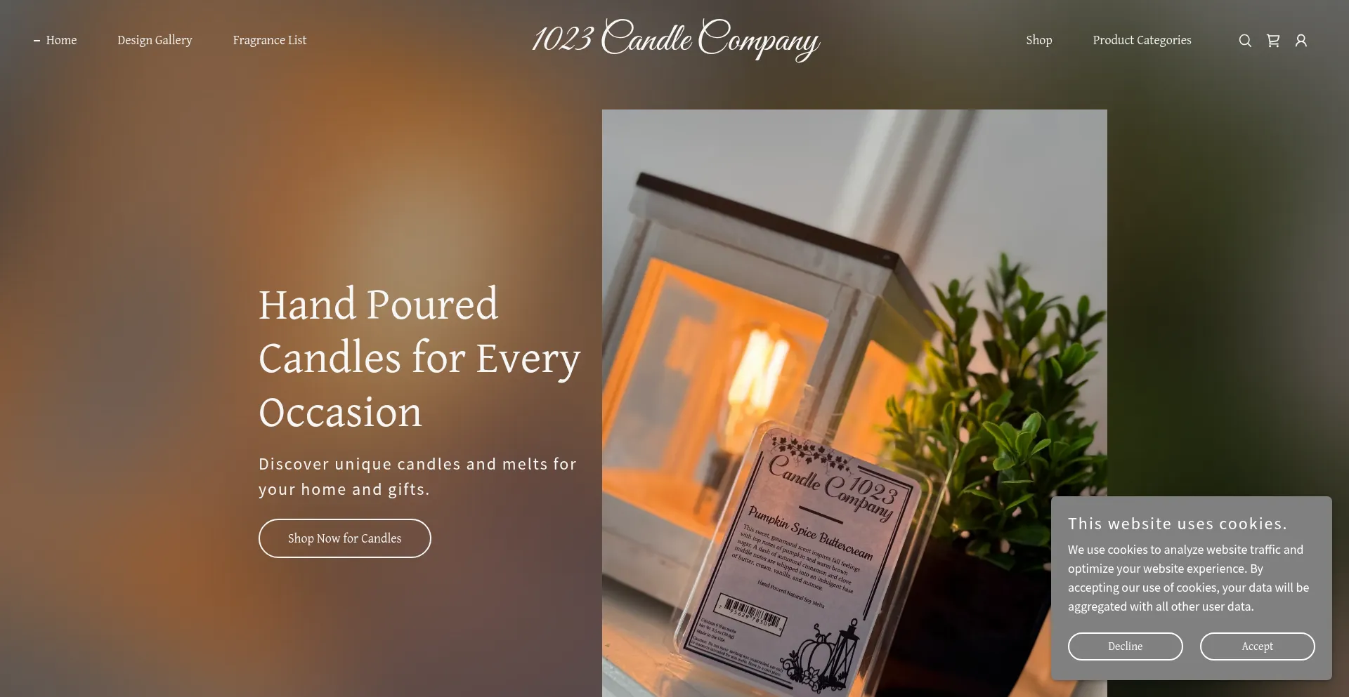 Website screenshot of 1023candlecompany.com