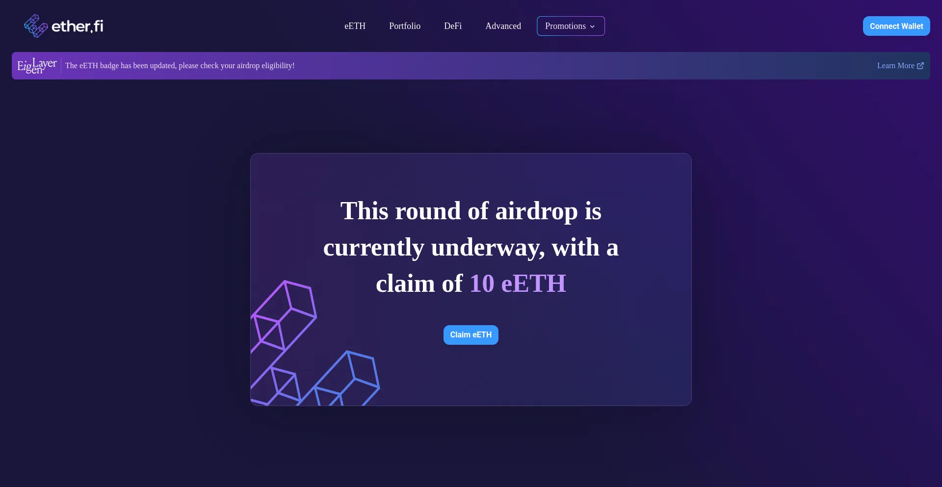 Website screenshot of 10eth.org
