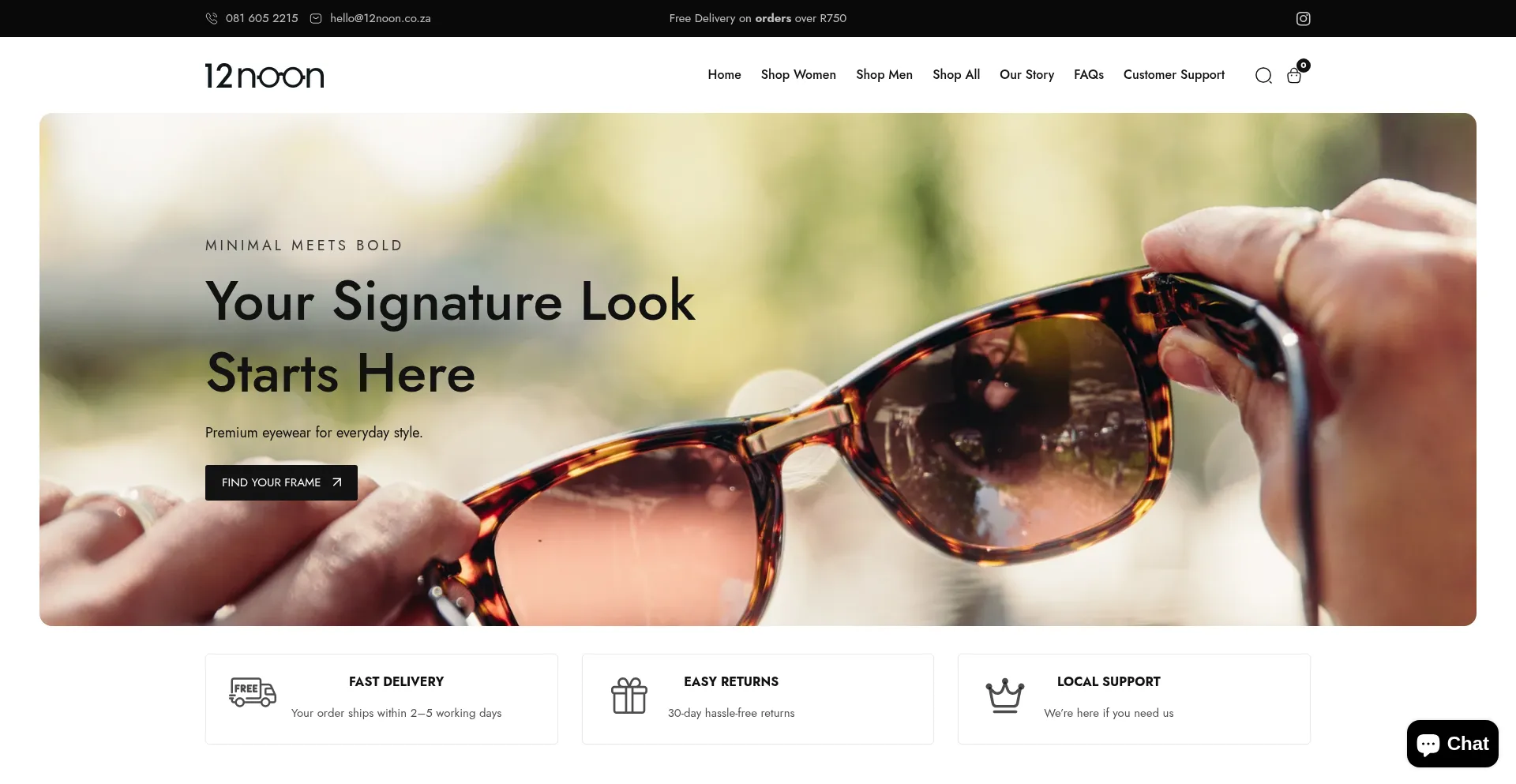 Website screenshot of 12noon.co.za