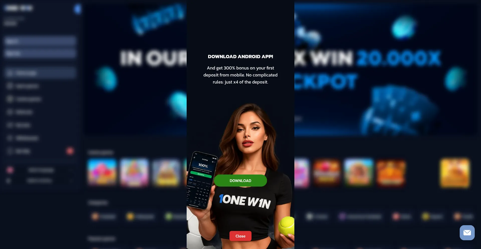 Website screenshot of 1onewin.com