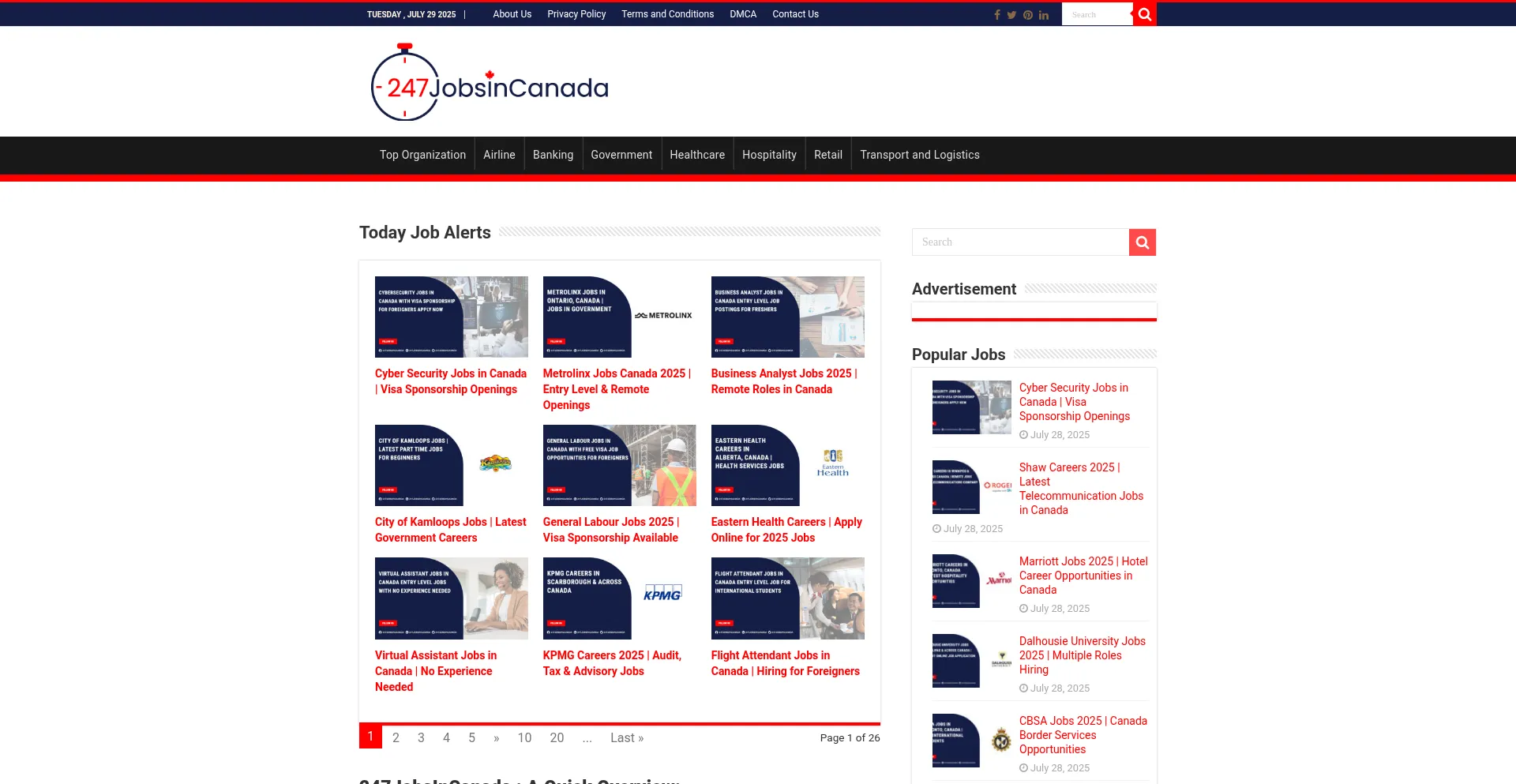 Website screenshot of 247jobincanada.org