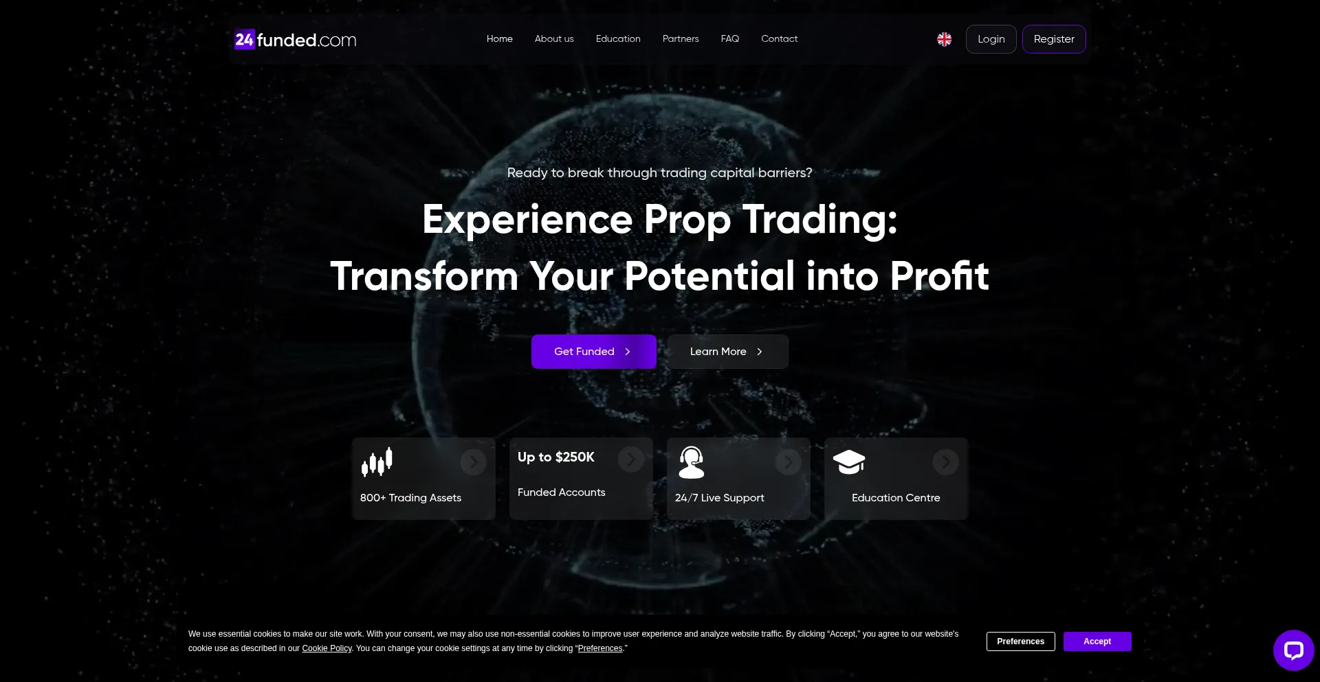 Website screenshot of 24funded.com
