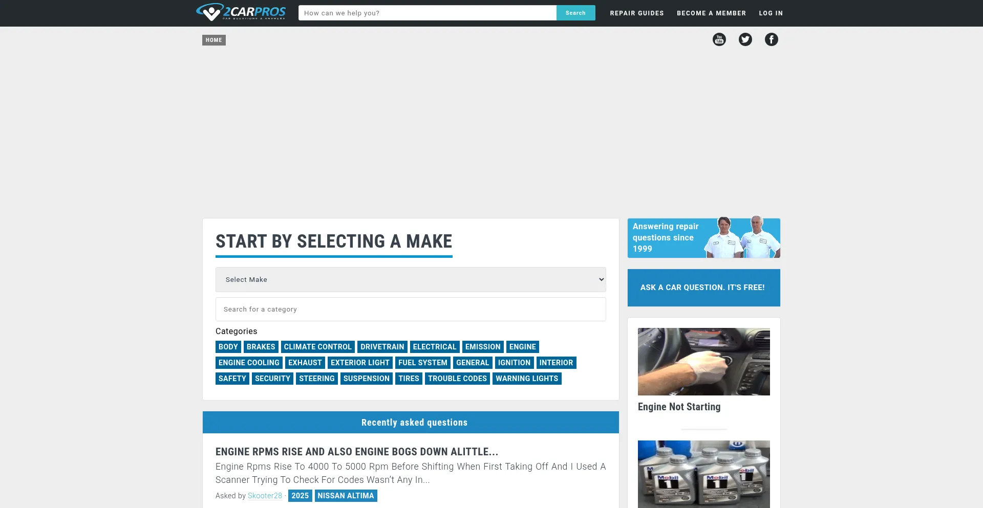 Website screenshot of 2carpros.com