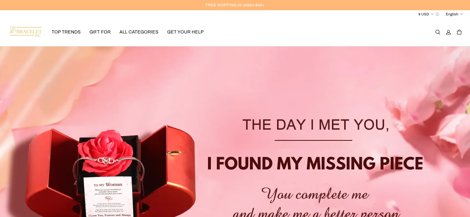 Website screenshot of 37bracelet.com