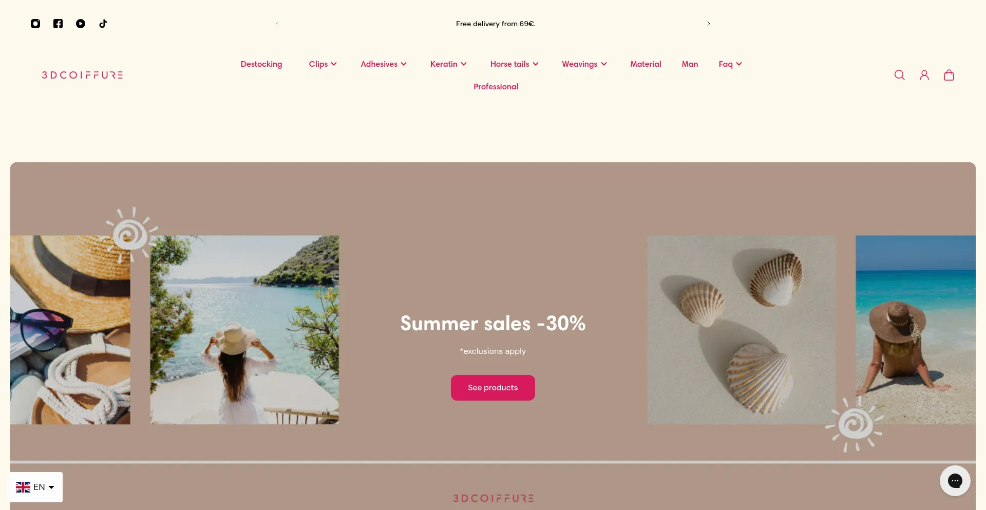 Website screenshot of 3d-extensions-cheveux.com