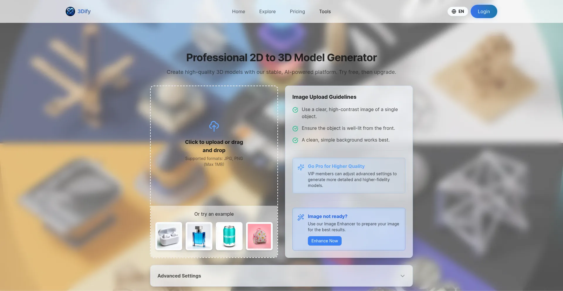 Website screenshot of 3dify.space