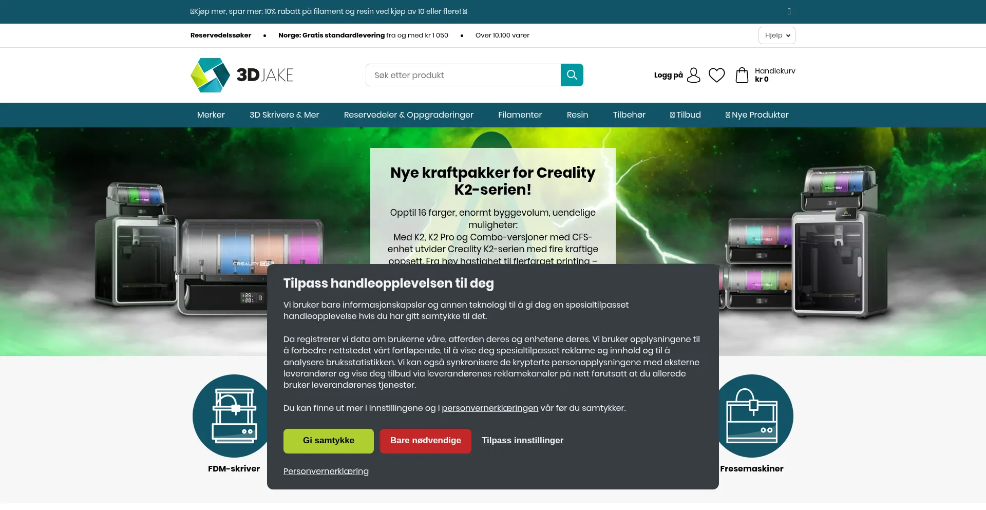 Website screenshot of 3djake.no