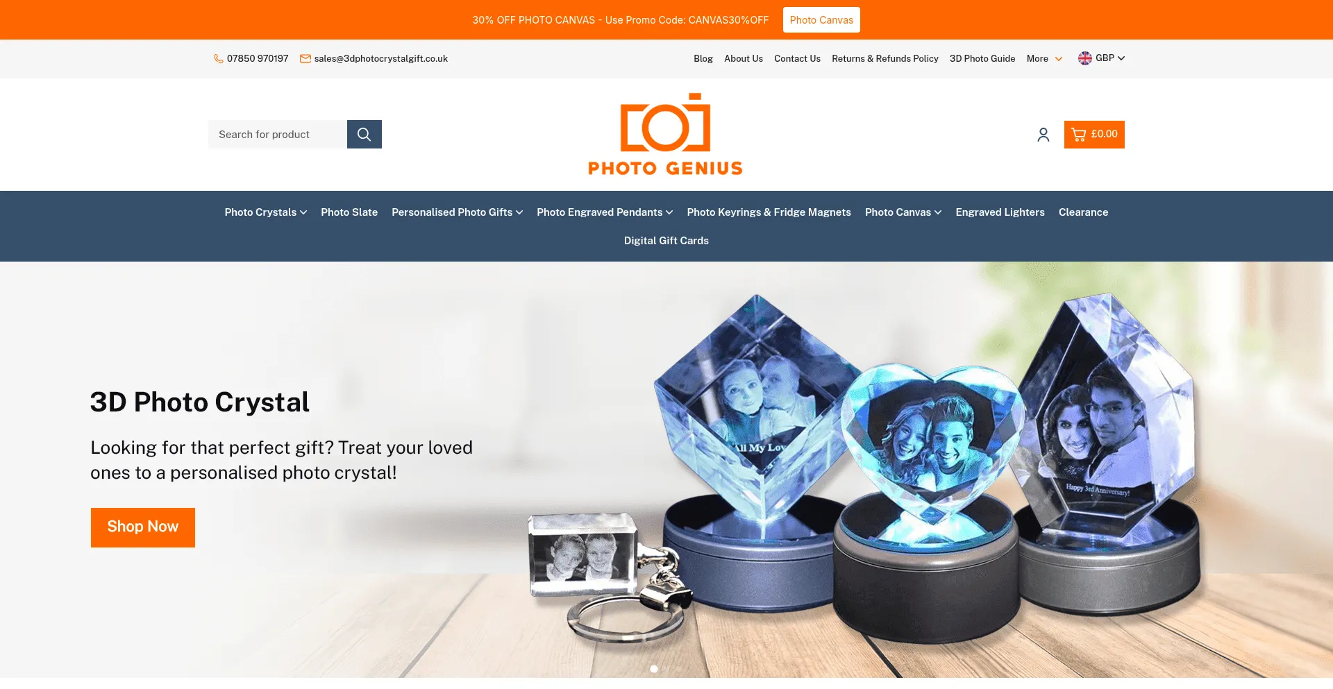 3dphotocrystalgift.co.uk Screenshot