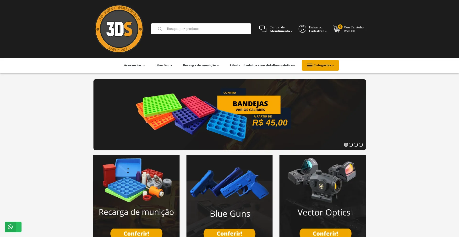 Website screenshot of 3dshoot.com.br