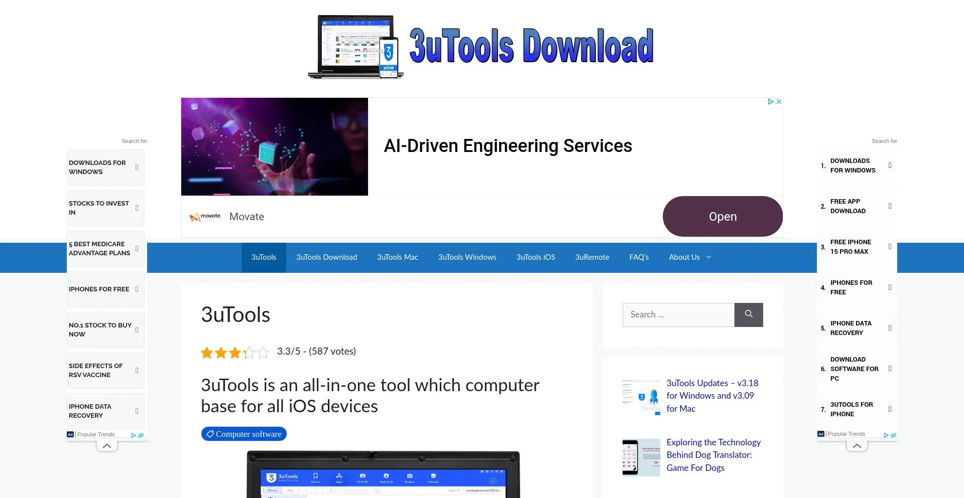 Website screenshot of 3utools.org