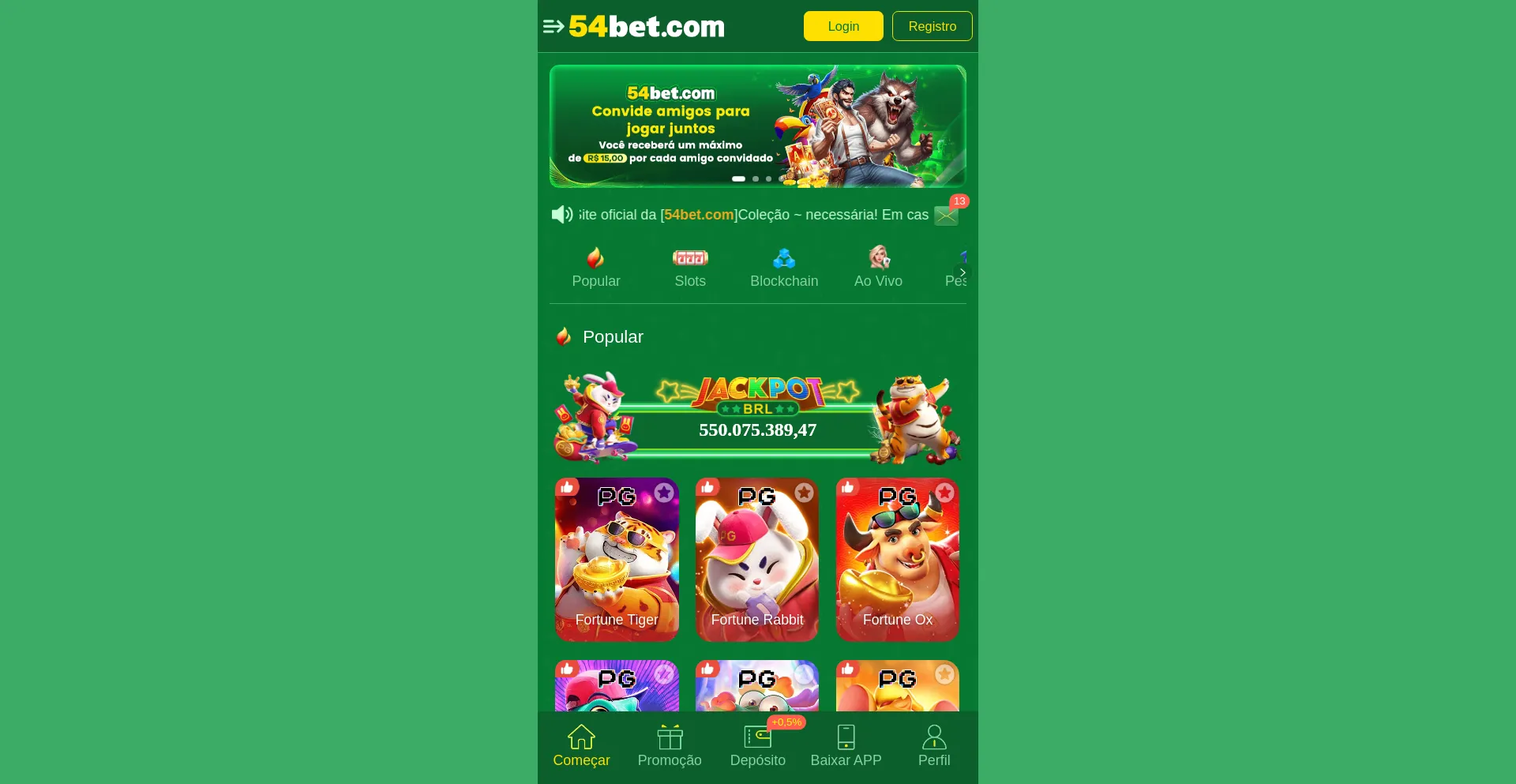 Website screenshot of 54bet.org