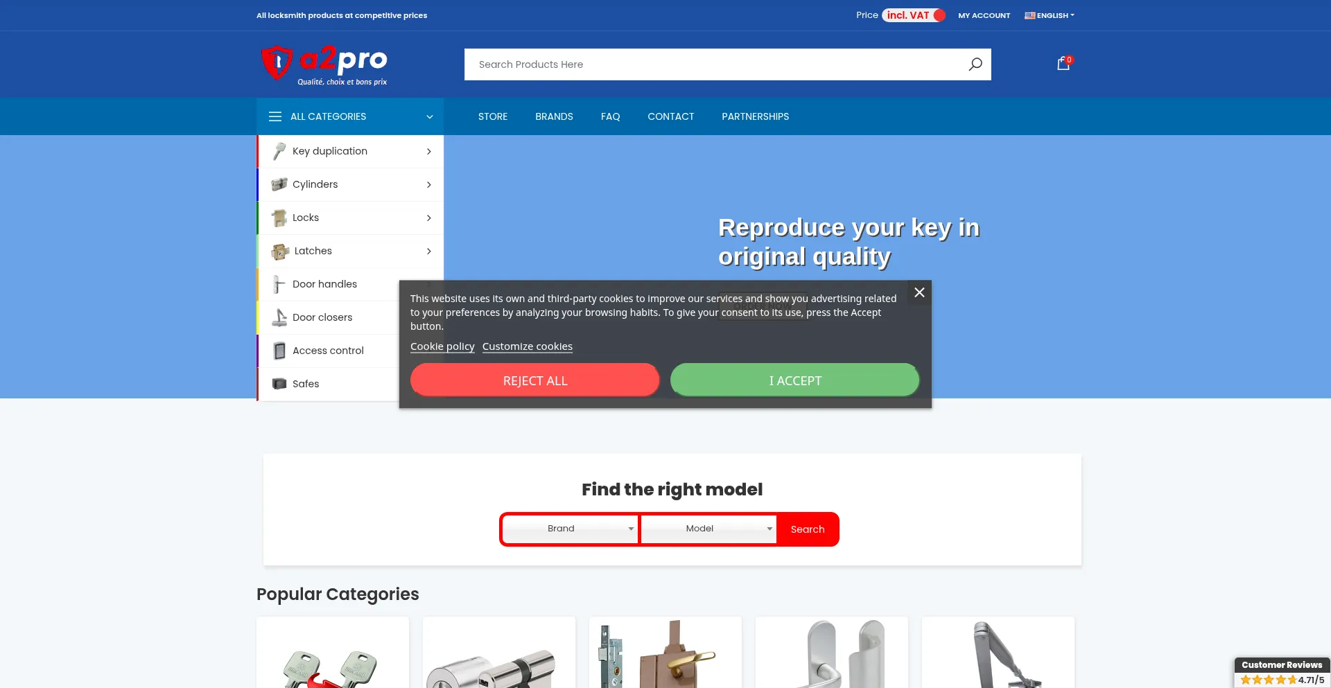Website screenshot of A2pro.com