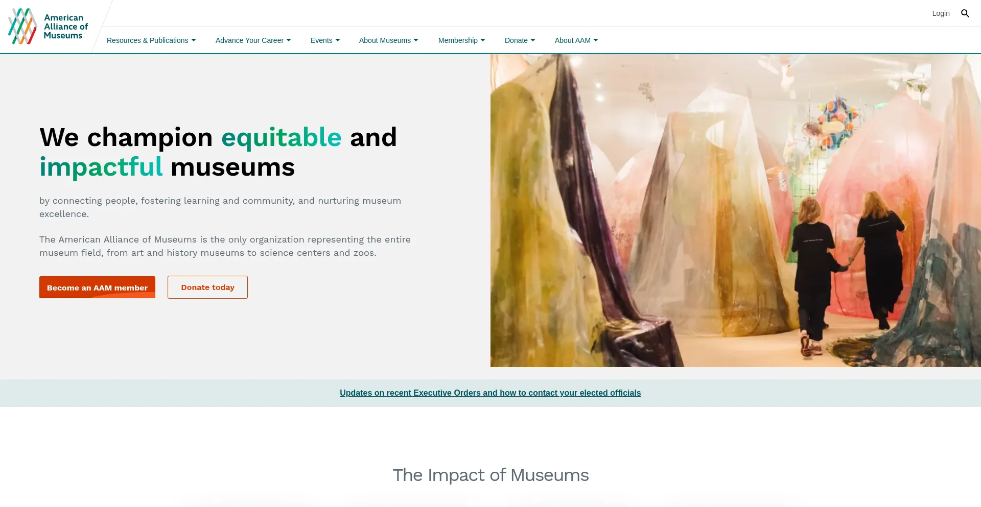 Website screenshot of Aam-us.org