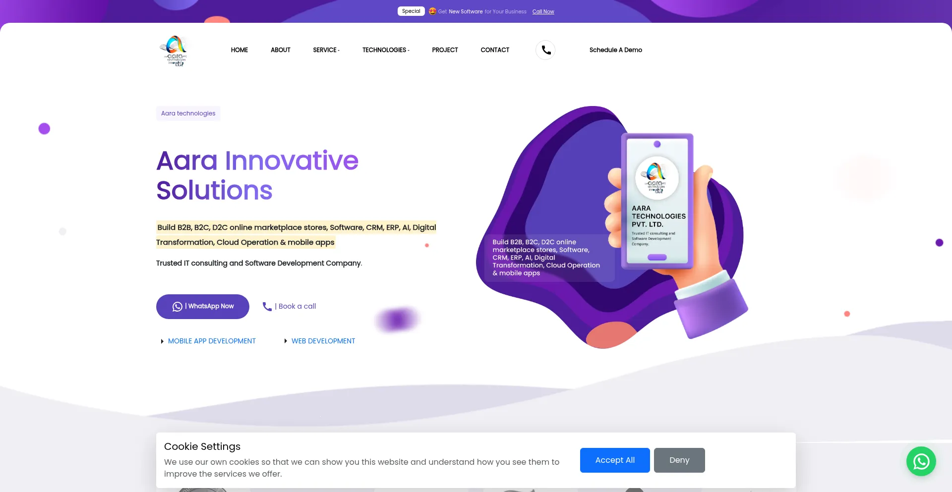 Website screenshot of Aaratechnologies.com