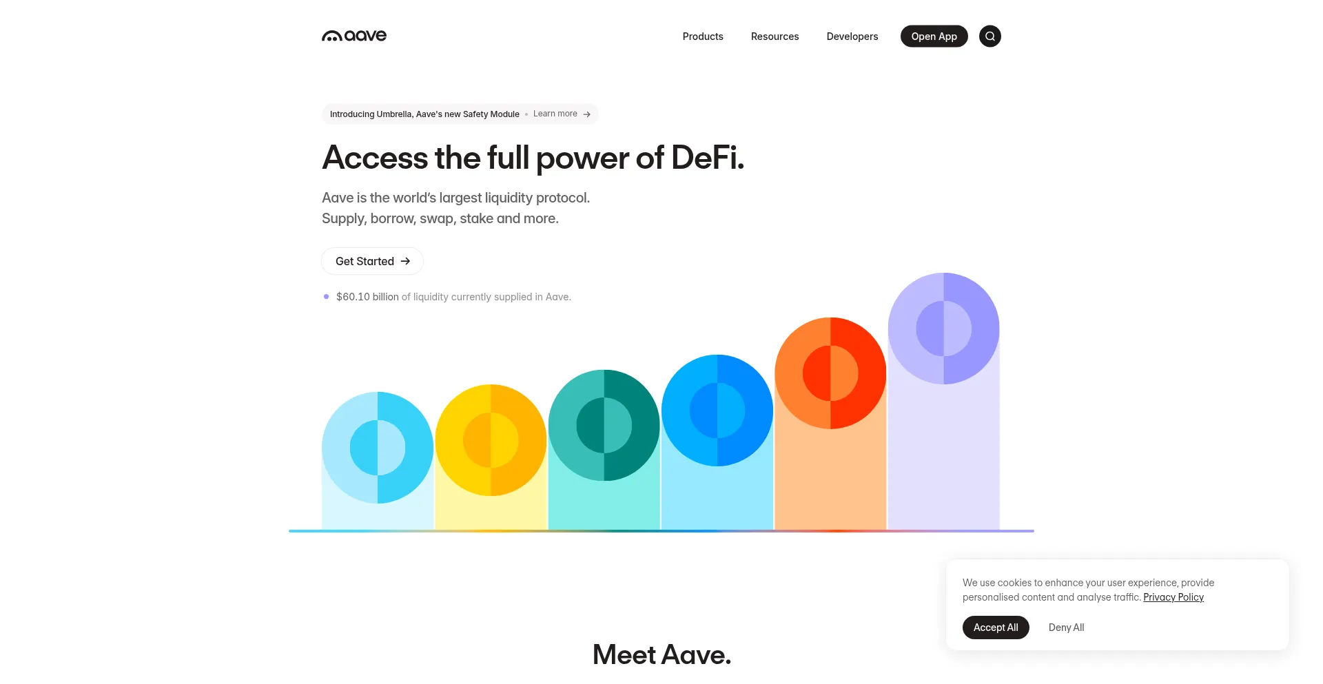 Website screenshot of Aave.com