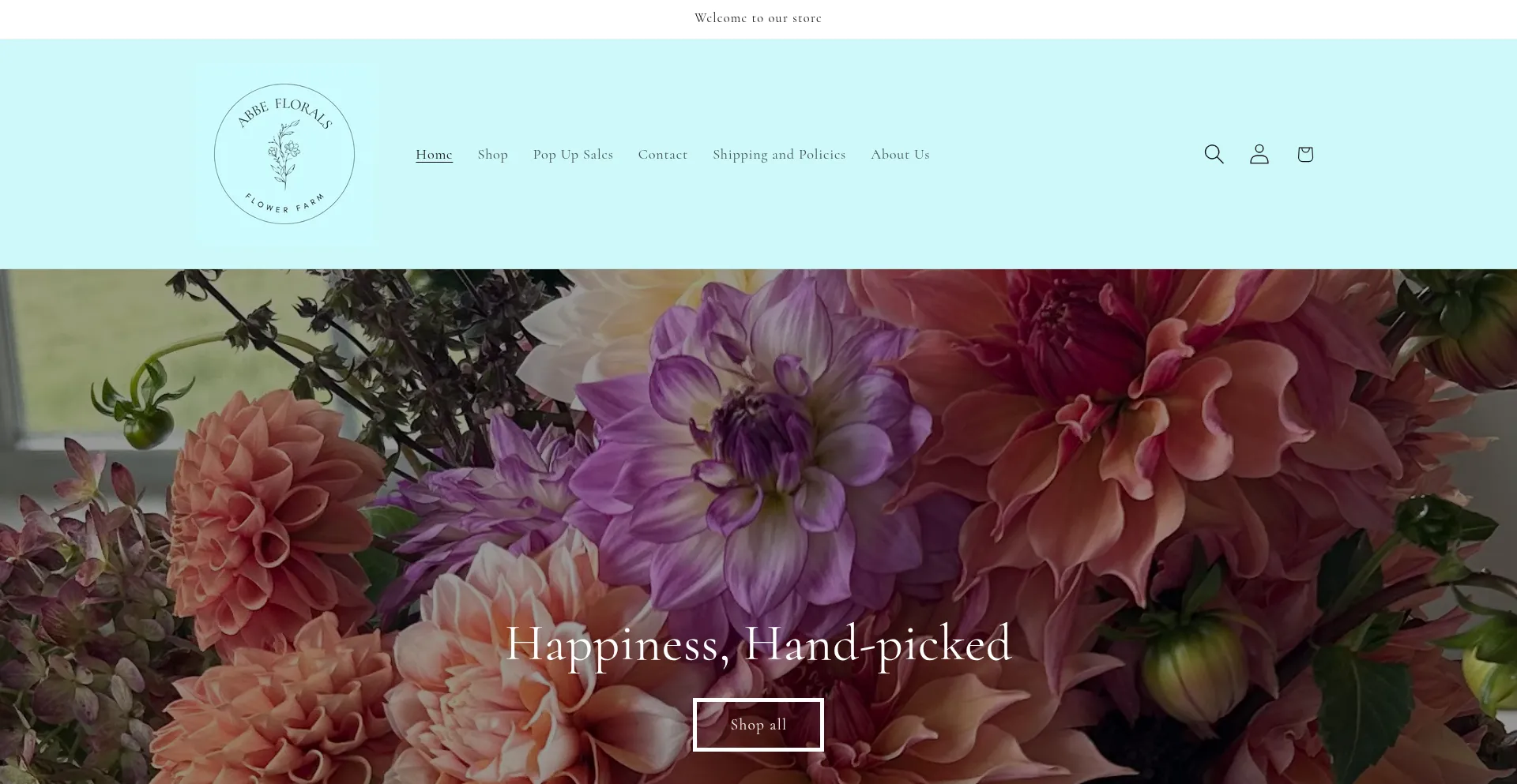 Website screenshot of Abbeflorals.com