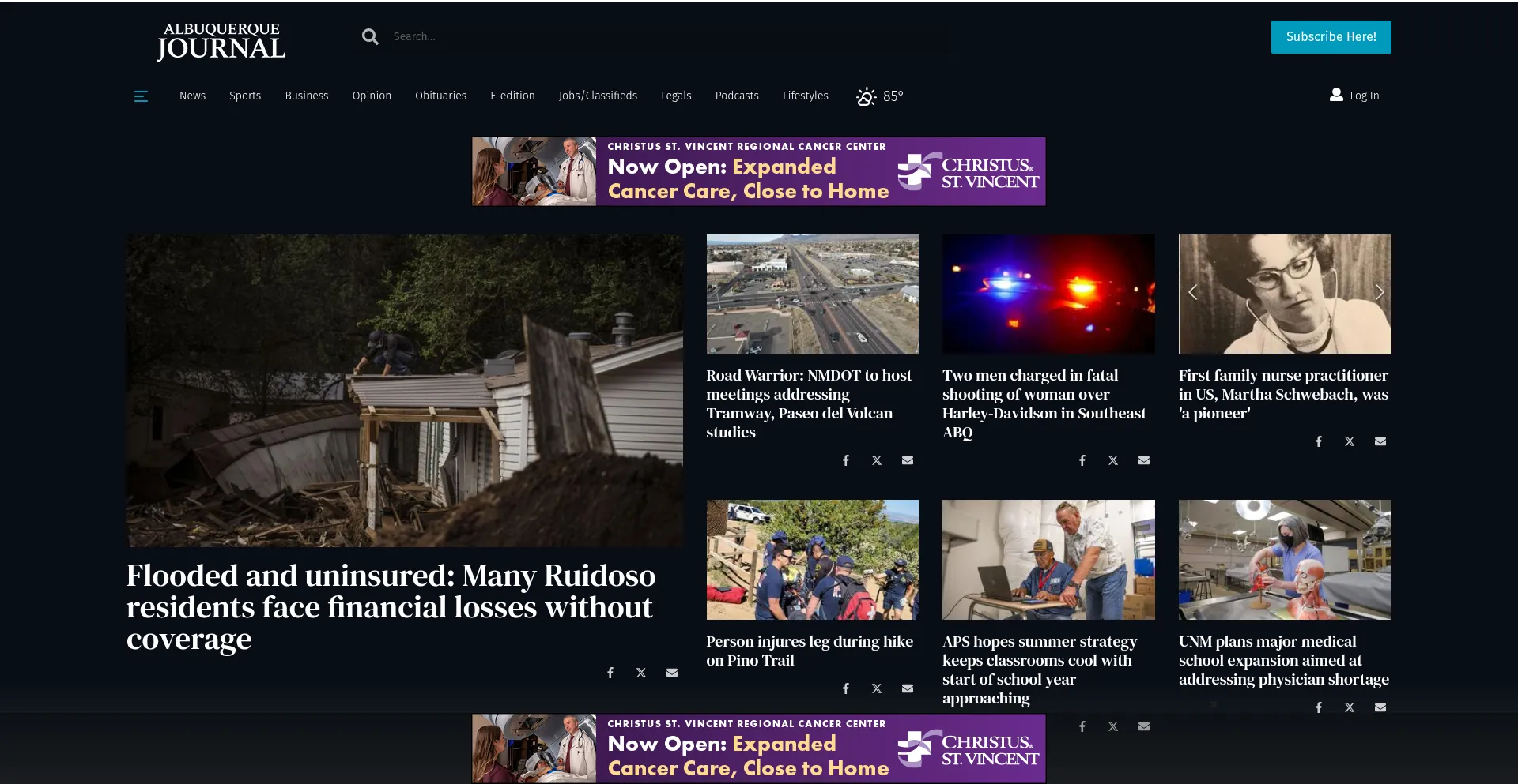 Website screenshot of Abqjournal.com