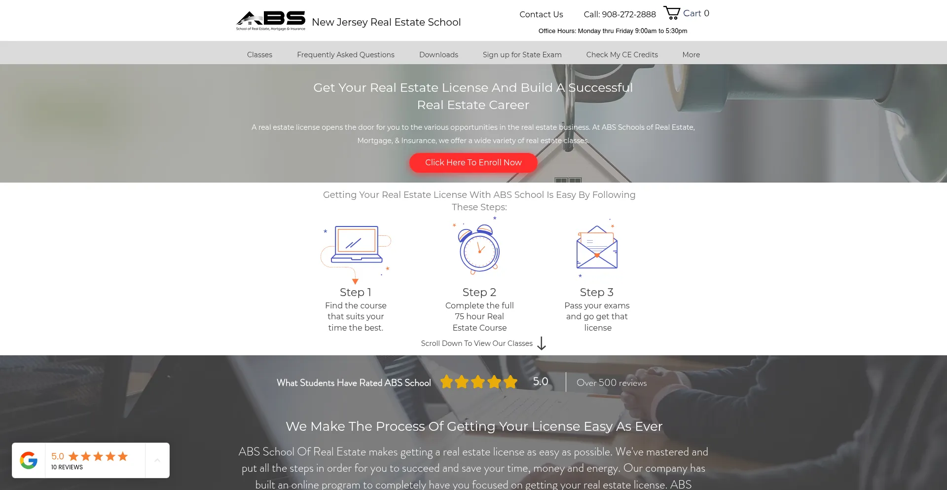 Website screenshot of Absschoolofrealestate.com