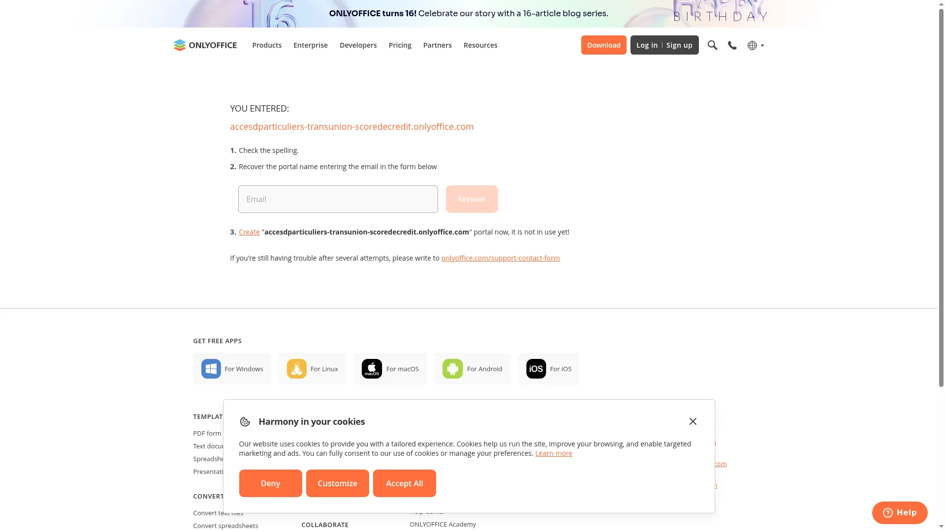 Accesdparticuliers-transunion-scoredecredit.onlyoffice.com