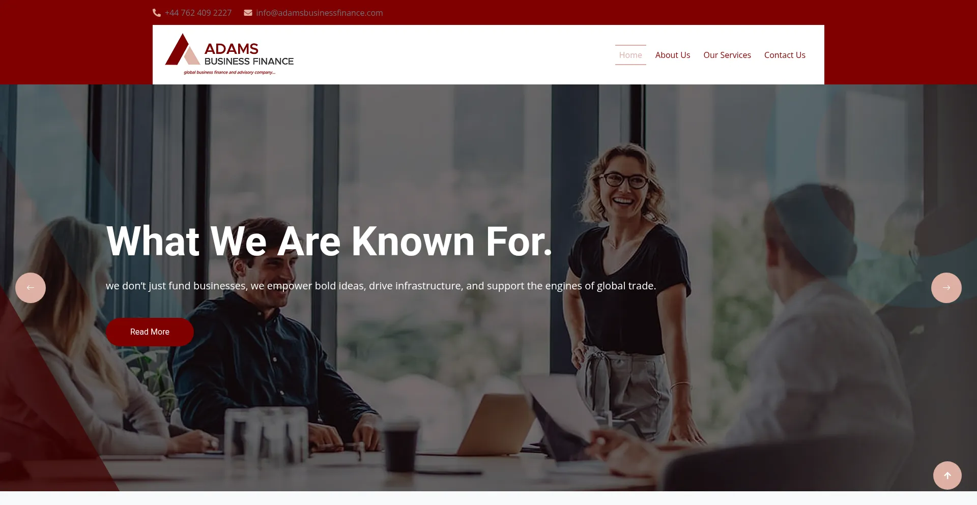 Website screenshot of Adamsbusinessfinance.com