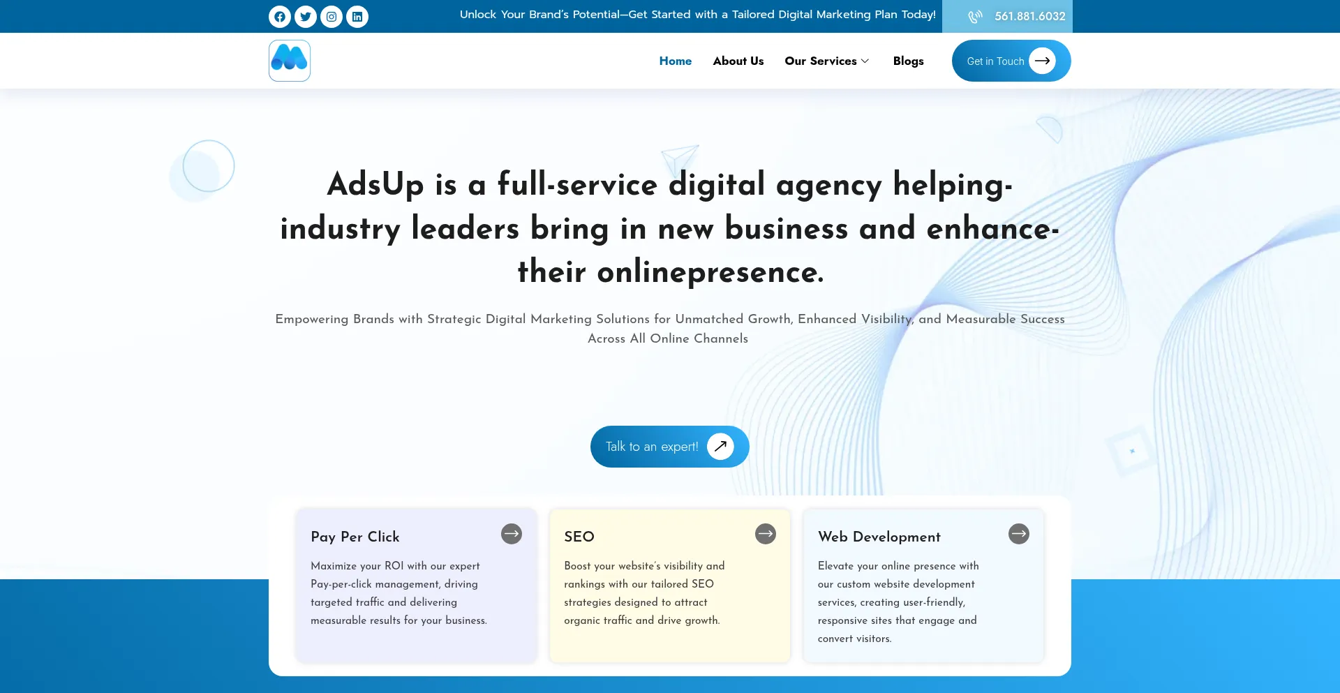 Website screenshot of Ads-upmarketing.com