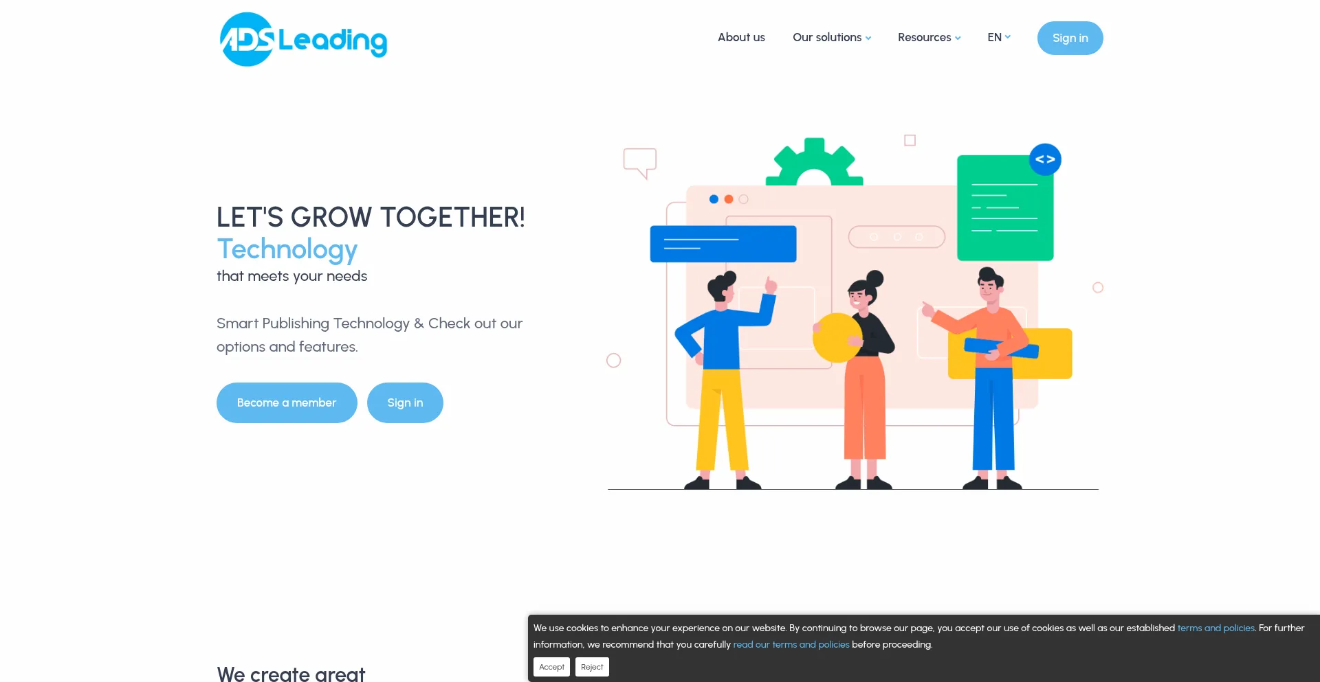 Website screenshot of Adsleading.com