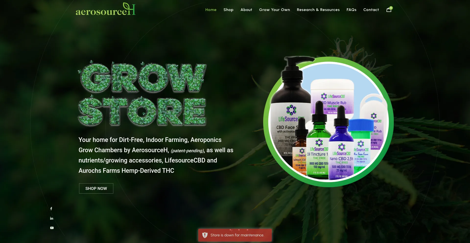 Website screenshot of Aerosourceh.com