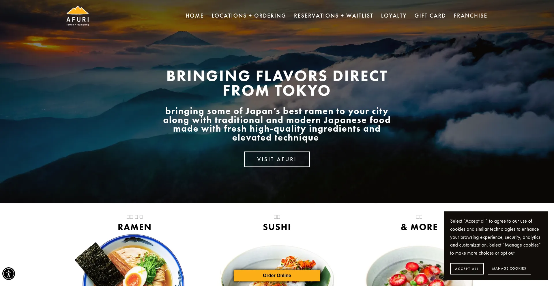 Website screenshot of Afuriramen.com