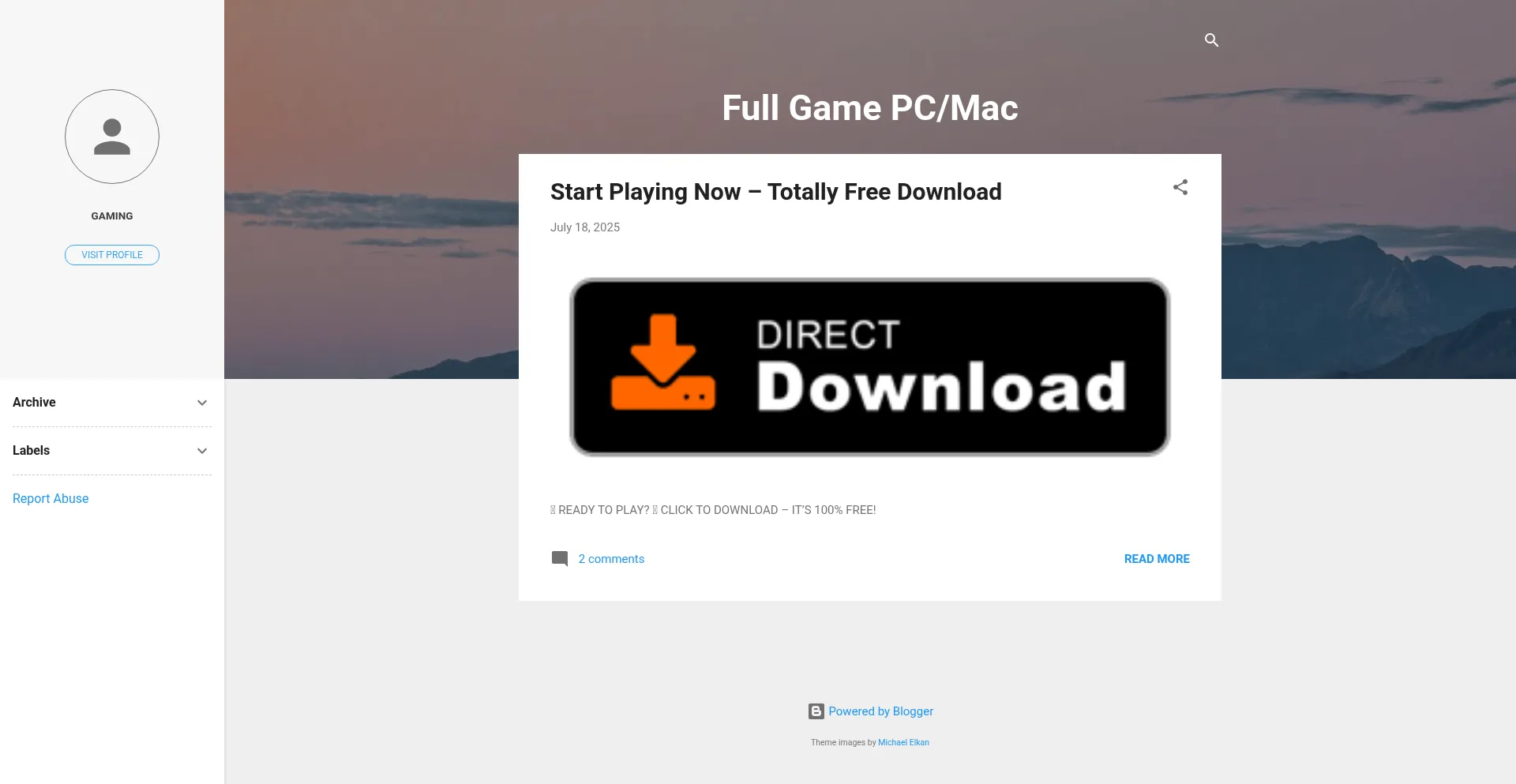 Website screenshot of Agamedown.blogspot.com
