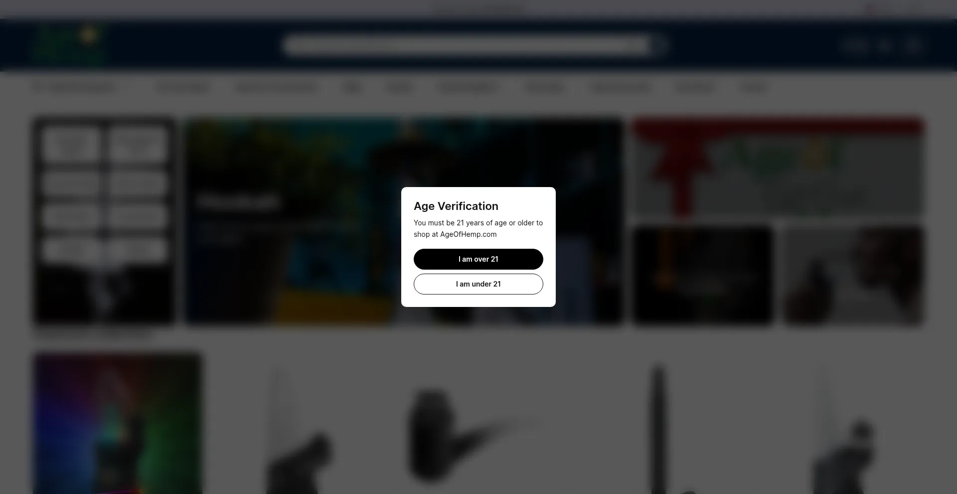 Website screenshot of Ageofhemp.com